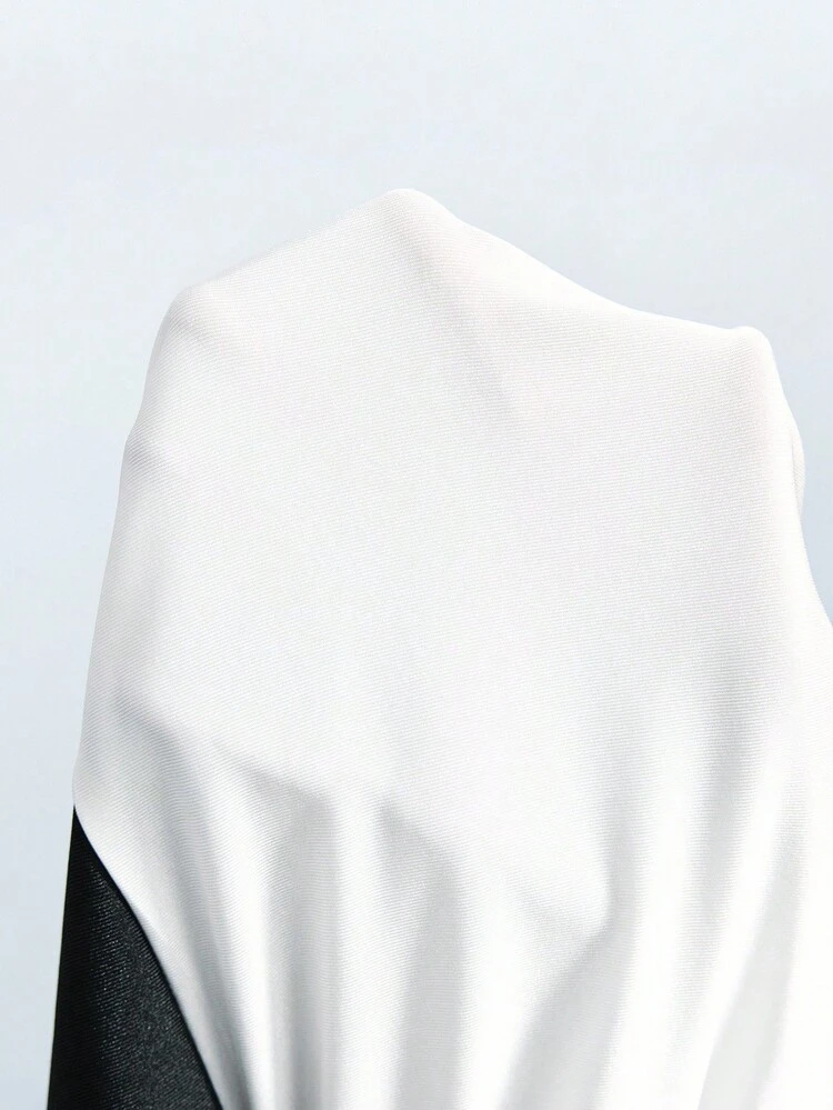 SHEIN Maija Top da donna con scollo alla halter, senza schienale, con decorazione metallica e orlo spaccato a contrasto, adatto per Ognissanti e feste di Natale