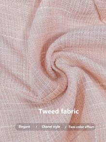 Elenzga French Autumn Tweed Puff Sleeve Dress With Waist Cinching Design, Elegant & Slimming, Suitable For Dates, Autumn/Winter Fall Cloth For Women