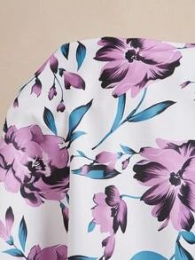 Amorya 女士优雅花卉印花 A 字高腰半身裙，适合秋季百搭休闲/正装 - 彩色 - 查看 7