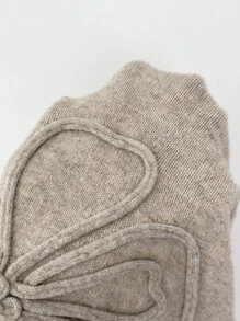 Elenzga Đầm midi/váy len thêu hoa cổ tròn tay dài thanh lịch, đa năng cho nhiều dịp và mùa, Thu/Đông - Màu be - Xem 6