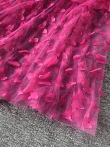 DreamSkyne Abito lungo elegante e sexy da donna, taglie forti, senza spalline, in stile di lusso con decorazione 3D a farfalla, adatto per primavera/estate/autunno/inverno - Fucsia - Visualizzare 7