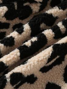 Tween Girl Leopard Print Fleece Casual Loose Jacket - Multicolor - View 3