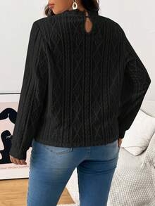 SHEIN Frenchy Áo thun nữ tay dài đơn giản, thời trang, đa năng, cỡ lớn, mặc hàng ngày - màu đen - Xem 6