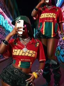 Slaydiva Plus Size Women T-Shirt, New Arrivals For Autumn/Winter 2025, Halloween, Fall/Winter Clothes, Streetwear