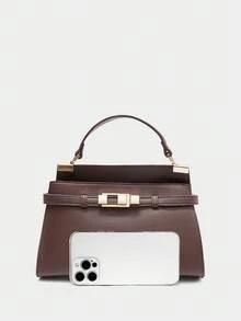 SHECARRY 女士简约大容量时尚棕色包 - 咖啡 - 查看 4