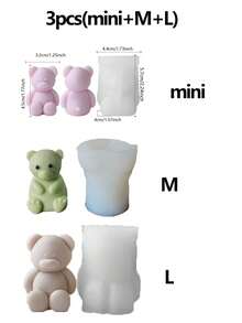 创意迷你熊形硅胶模具 - 生活艺术创作器，硅胶材质，易于拆卸和清洁，专为蜡烛制作、石膏雕塑和创意绘画而设计。重返校园。 - 白色 - 查看 6