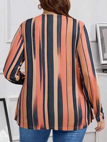 EMERY ROSE Plus Size Women's Spring/Summer 2 In 1 Striped Print Fall T-Shirt - Multicolor - View 2