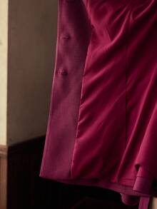 ZEYLAH Women's Square Neck Single-Breasted Embroidered Fashion Blazer - Purple - View 8