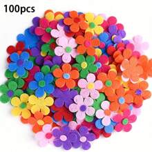 100 件/套多色毛毡花 | 涤纶自粘贴花 | 可重复使用且哑光饰面 | 非常适合布艺工艺品、DIY 项目和教室装饰 | 充满活力的花卉设计，适合创意表达，花束制作用品 - 彩色 - 查看 12