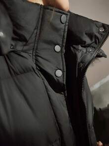 DAZY Women's Fashionable Fur Collar Hooded Jacket With Belt, Winter Long Puffer Coat Women Long Winter Coat Women Puffer Coat With Belt Winter Coat With Fur Hood Long Black Puffer Coat