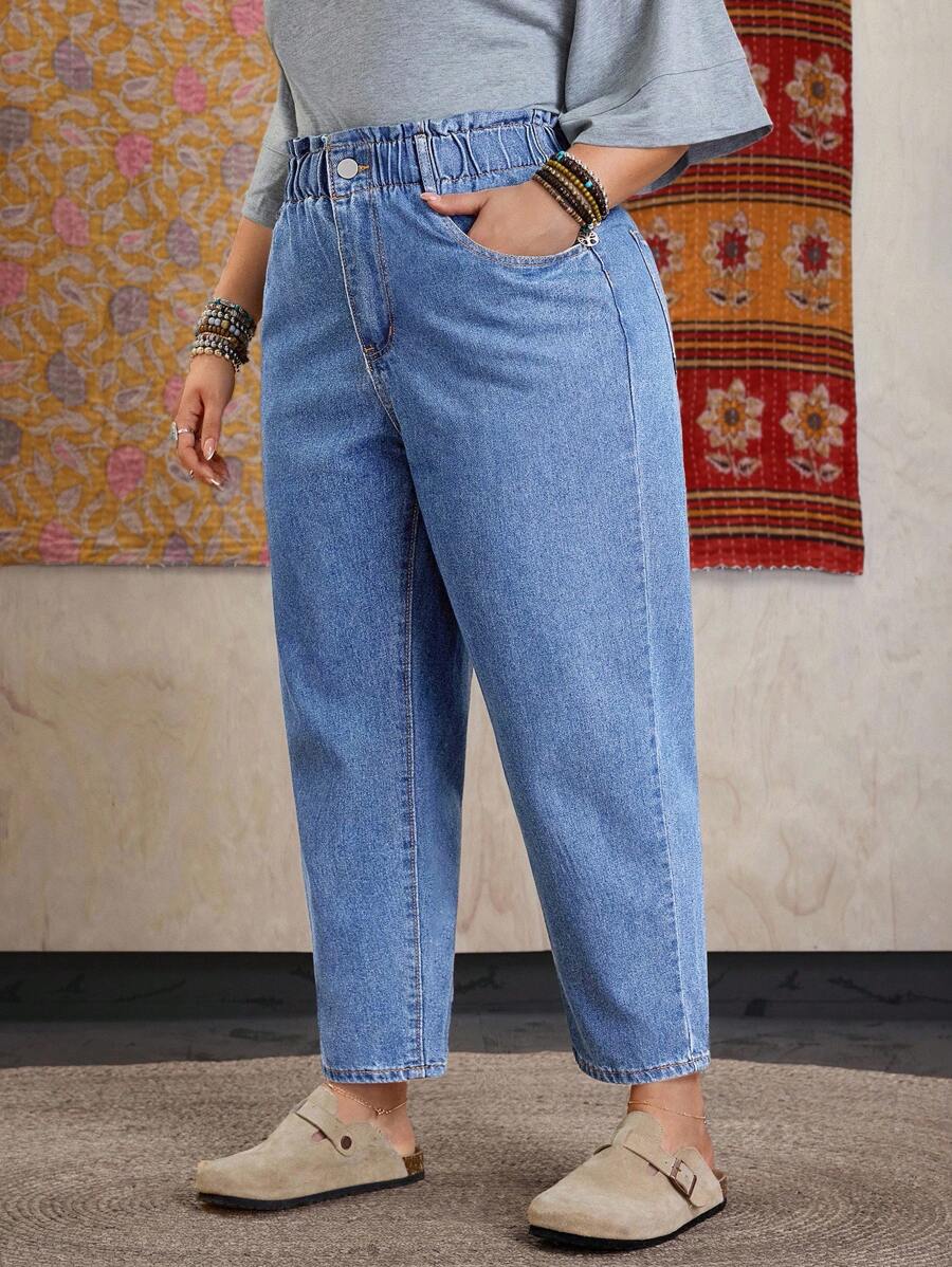 EMERY ROSE Jeans casual lavati affusolati taglie forti - Lavaggio chiaro - Visualizzare 1