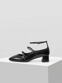 Maija Women's Casual Versatile Classic Mary Jane High Heel Pumps - Black - View 1