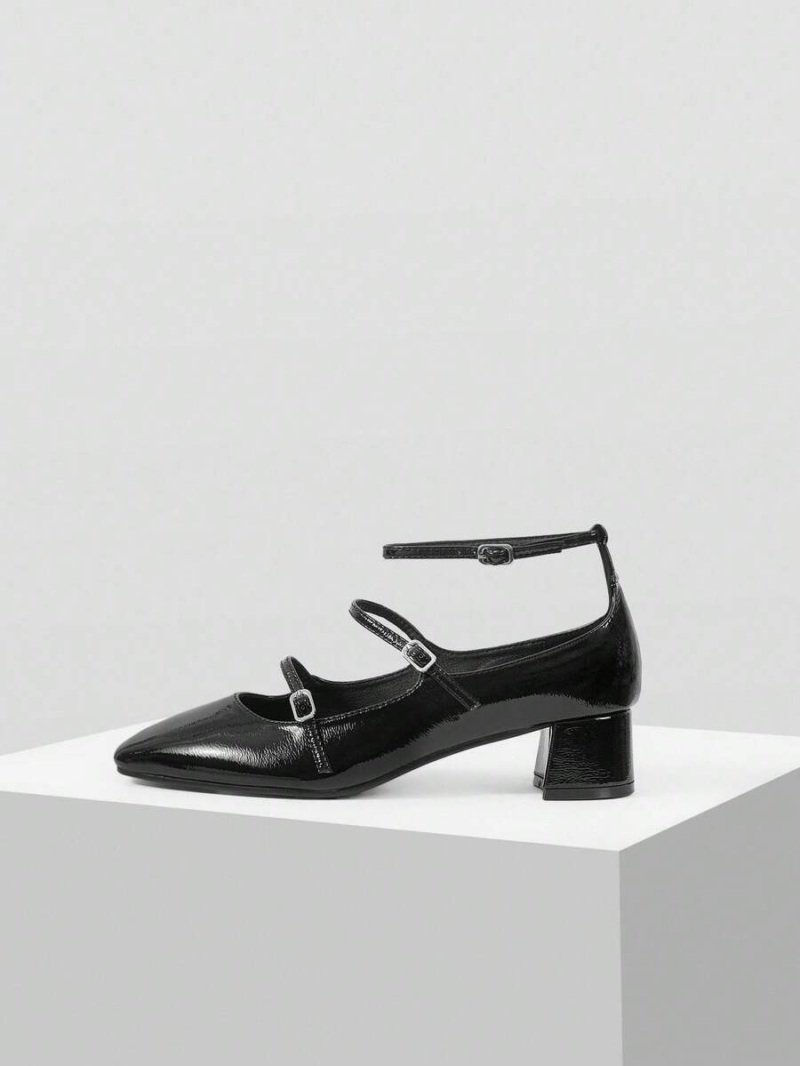 Maija Women's Casual Versatile Classic Mary Jane High Heel Pumps - Black - View 1