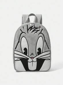LOONEY TUNES X SHEIN Balo thêu họa tiết hoạt hình dễ thương và thời trang dành cho nữ - Xám - Xem 2