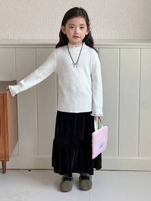 DAZY Young Girls Solid Color Lace Patchwork Long Sleeve Sweater, Korean Style, Autumn/Winter - Beige - View 4