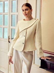 ZEYLAH معطف من خليط الصوف البيج أنيق وعصري، مناسب للتنقل