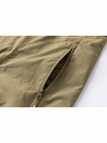 Manfinity Homme 男士休闲百搭简约无袖多口袋拉链背心，秋季 - 卡其色 - 查看 6