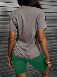 2件套夏季休闲熊印花T恤和短裤 - 彩色 - 查看 2