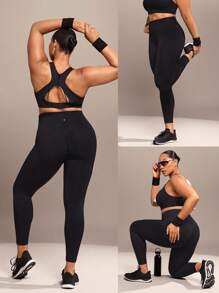 GLOWMODE 24" Plus Size Seamless Ready Set Go Tummy Control Scrunch Butt High-Waist Leggings Medium Impact Running Jogging Training Gym Workout