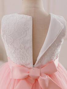 Glamorique Kids Vestido de Tule com Babado de Renda para Menina das Flores, Suave e Doce para Casamento, Festa, Vestido de Princesa - Rosa chiclete - Visão 8