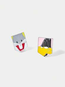 LOONEY TUNES X SHEIN 1 Pair Cute Cartoon Animal Pattern Earrings, Suitable For School And Casual Wear - Silver - View 4