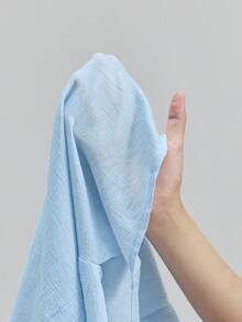 Ontre Women's Blue Collar Long Sleeve Shirt, Minimalist Fashion Urban Business Casual Blouse For Office, Island Resort & Outdoor Wear - Blue - View 7