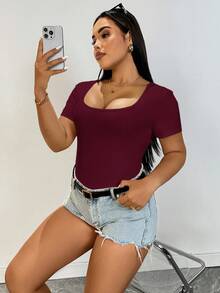 SHEIN Essnce Plus Size Women's Summer Casual Women's Top, Going Out Tops, Concert Country Concert Rave