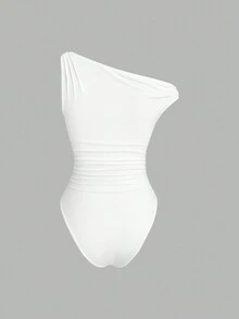 Sweetra Body de metal con pliegues, casual y versátil, para primavera/verano - Blanco - Ver 2