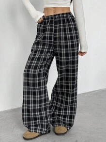 Sparklyn 2 件套青少年女孩休闲百搭格子宽松裤，适合学校、日常和街头穿着 - 彩色 - 查看 5