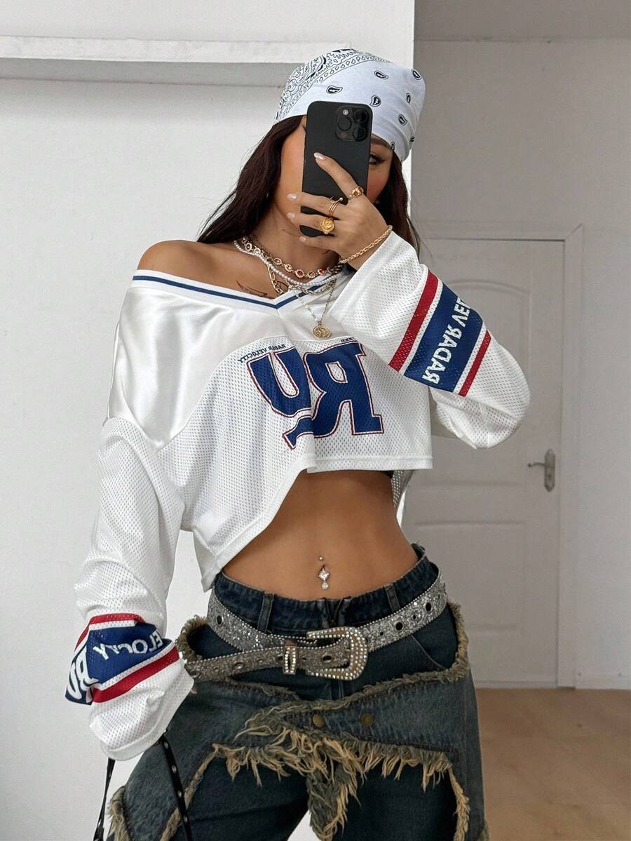 Coolane Women's Fall Streetwear Club Outfits Y2K Festival Going Out Graphics White Short Jersey T-Shirt,Fall Tops - White - View 1