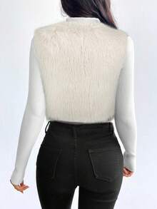 Firerie Women's Solid Color Sleeveless Faux Fur Jacket Autumn Winter Clothes For Women - Beige - View 3