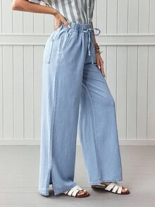 EMERY ROSE Jeans rectos de mujer con cintura elástica y holgados