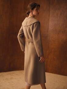 MOTF PREMIUM 纯羊毛瀑布领系腰带大衣