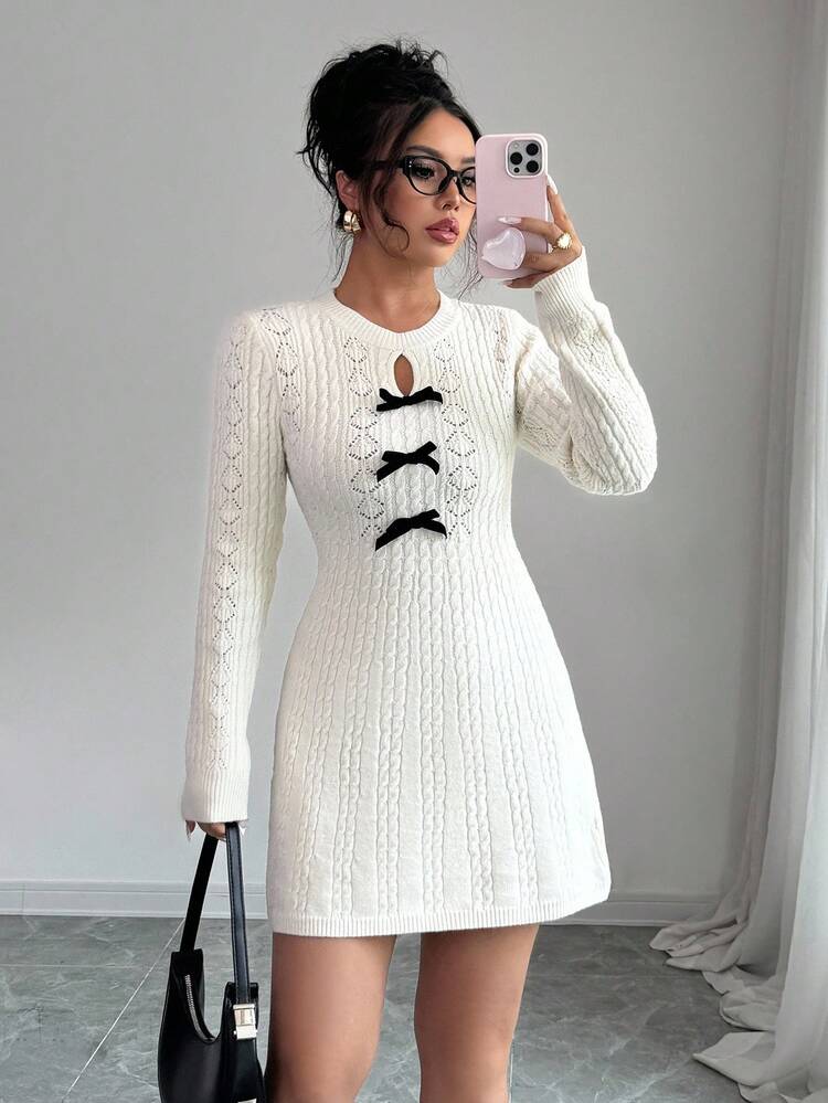 fitted cable knit sweater dress Oversized Cable Knit Sweater Dress - Turtleneck Maxi Dress With Pockets