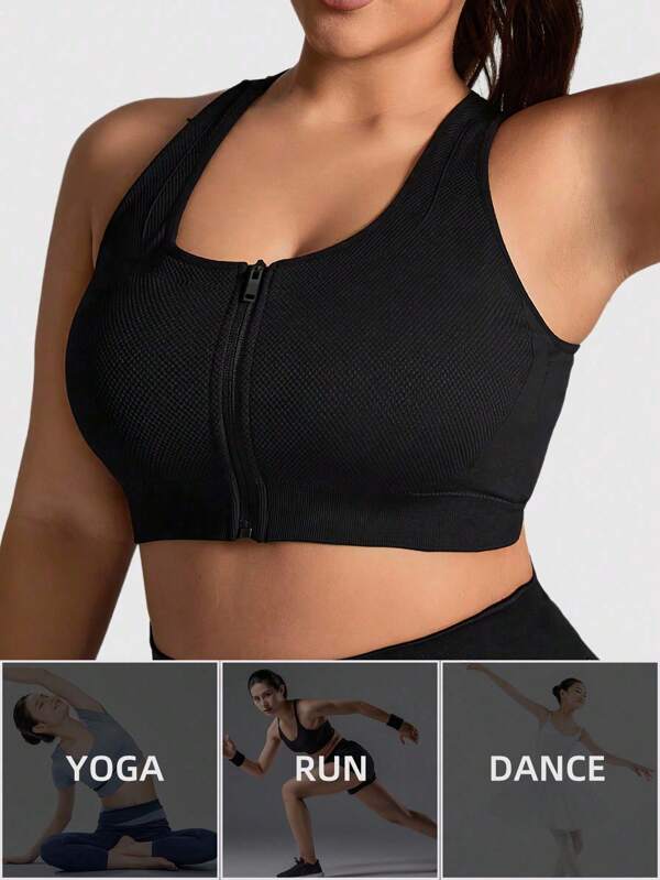 Rhythm Era Reggiseno sportivo senza maniche di colore pieno taglie forti