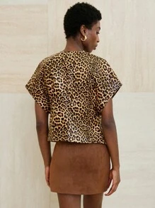 GENKIRA Leopard Print PU Material, Sexy Vibe, Vintage Chic Design Versatile Commuter Women Vest Top - Multicolor - View 3