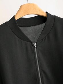 CosyJoli 大码休闲复古风格印花拼布撞色棒球夹克拉链大码外套女士休闲夹克拉链毛衣女士夹克休闲飞行员夹克女士长袖夹克女士飞行员夹克女士休闲秋冬 - 彩色 - 查看 5