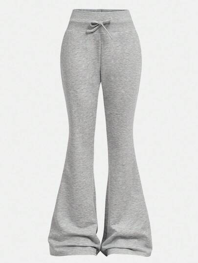 Girlism 少女纯色腰带休闲基本款喇叭运动裤