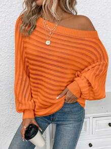 EMERY ROSE Pullover ample à manches chauve-souris de couleur unie pour femmes grande taille