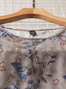 EMERY ROSE Áo sơ mi tay ngắn cổ tròn họa tiết hoa phong cách Boho mùa hè cỡ lớn cho mẹ, dáng rộng, thoải mái, phong cách đồng quê - Nhiều màu - Xem 7
