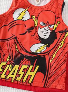 SUPERMAN X Cozy Pixies 6pcs/Set Young Boy Superhero Pattern Soft Knit Sleeveless Vest Shawl - Multicolor - View 4