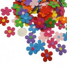 100 件/套多色毛毡花 | 涤纶自粘贴花 | 可重复使用且哑光饰面 | 非常适合布艺工艺品、DIY 项目和教室装饰 | 充满活力的花卉设计，适合创意表达，花束制作用品 - 彩色 - 查看 5