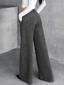 SHEIN Cottnline 女式多色条纹羊毛宽松优雅阔腿西装裤 - 彩色 - 查看 2