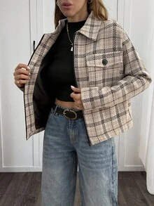 EURMUSE Women's Casual Plaid Jacket, Suitable For Spring And Autumn Commuting - Multicolor - View 6