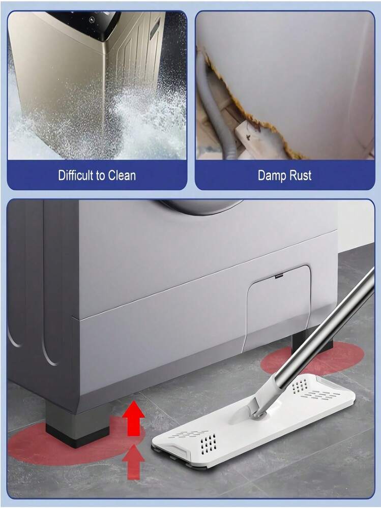 (4 Pcs) Washing Machine Shockproof Pads - High Wear-Resistant Square Rubber Feet For Washing Machine And Dryer Base, Noise Reduction And Shock Absorption Support Protection Base, Suitable For Sofas, Chairs, Refrigerators, Washing Machines, Dryers And Other Large Furniture Appliances - Grey - View 5