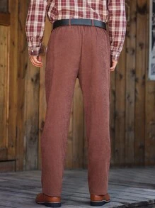 Manfinity Nomadique Men's Casual Solid Color Corduroy Pants Corduroy Pants Men Brown Corduroy Pants Cowboy Pants Men - Brown - View 3