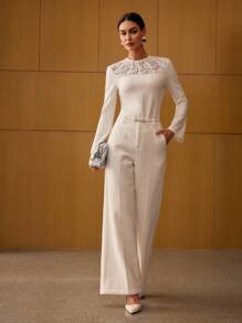 MOTF PREMIUM Pantalones de traje con bolsillos en ángulo y presilla - Blanco - Ver 6