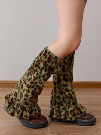 Grunge Punk Women's Leopard Print Fashionable Leg Warmers