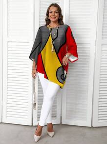 EMERY ROSE 大码休闲简约全身几何和卡通印花衬衫，适合春秋季节