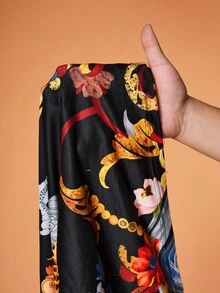 Shutterstock Y2Kool Vestido con estampado de dragón, elementos orientales, floral, sexy, casual, para mujer, adecuado para verano, otoño, vacaciones, fiesta, uso diario